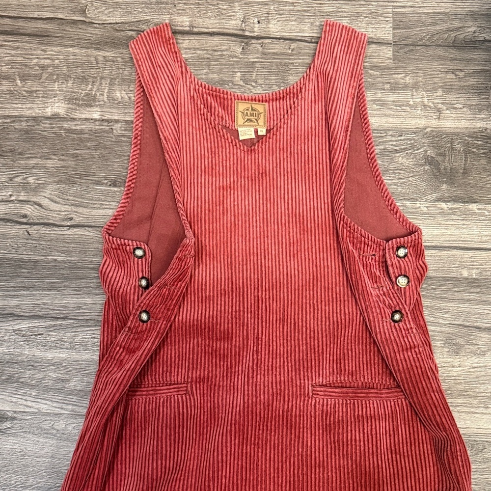 Ami Red Corduroy Pinafore Mini Dress - Picture 6 of 6